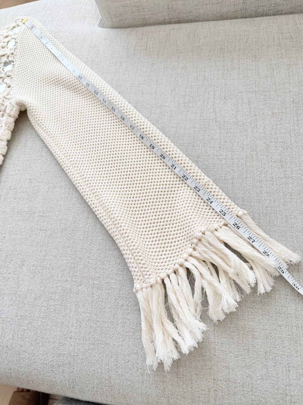 🌞 Toccin Camilla Mirrored Crochet Fringe Sweater Top Cream Off-White Large L - Picture 11 of 14